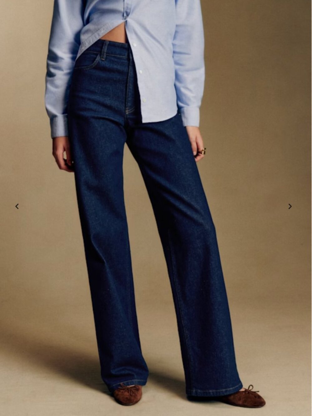 Sezane Wide Leg Trouser, Deep Indigo, 38